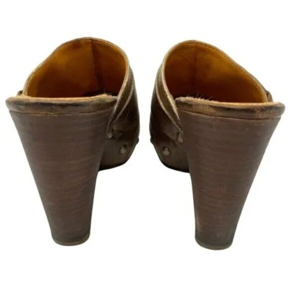 Frye Reese Ring Brown Leather Studded Clogs - Size 8.5 - Picture 5 of 8